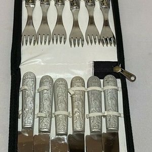 Vintage Argentina Knife And Fork Set With Case